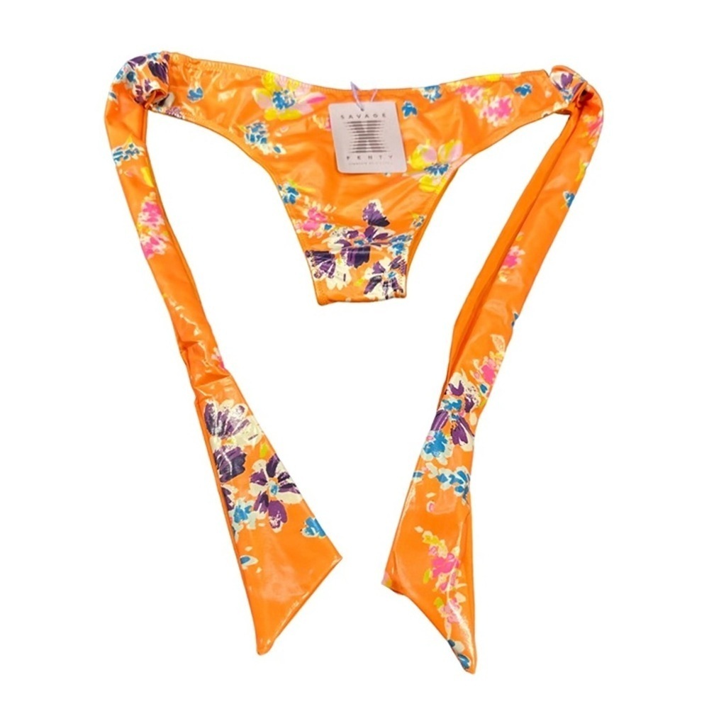 Savage X Fenty Night Blooms Mesh High-Leg Bow Bikini Underwear Lingerie - Size S